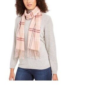 CEJON - Women's Plaid Fringe Italian Scarf, Rose(Pink), One Size -‎ NWOT